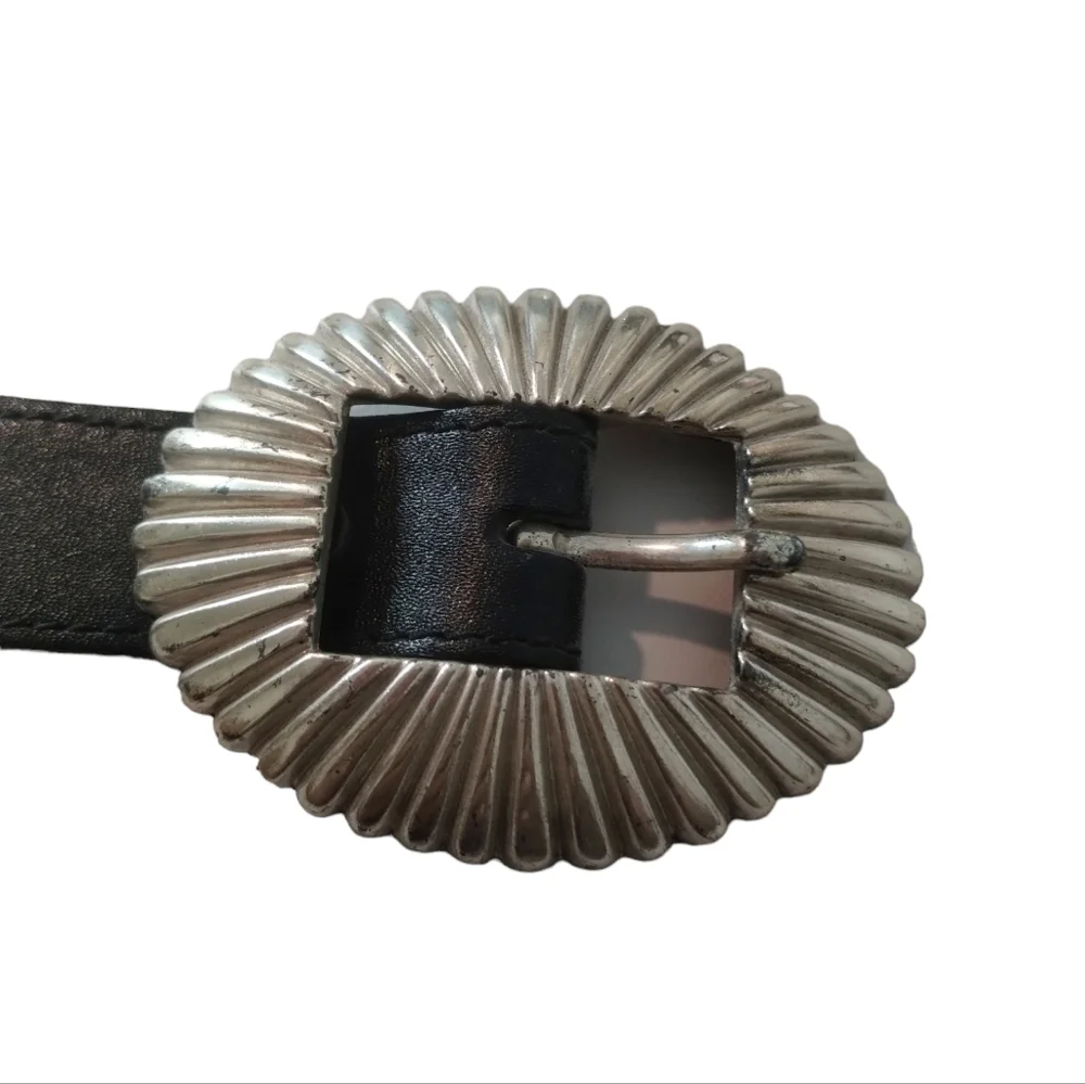 Vintage Woven Black Weaved Belt w/Silver Buckle‎ Women's 28-30